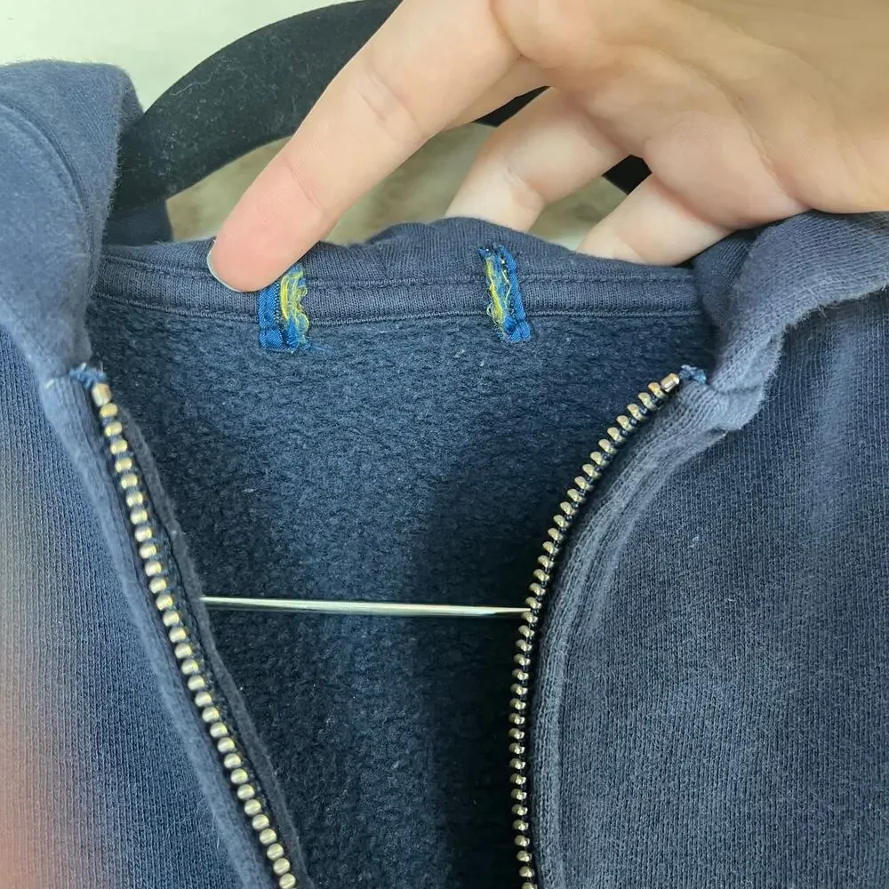 Polo Ralph Lauren Blue Zip Up Hoodie Boys M Youth Preppy Y2K Loungewear Classic